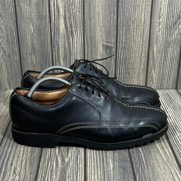 FootJoy Classics Men Leather Casual Shoes Oxford Black Vibram Soles Sz 10.5 - Picture 1 of 10